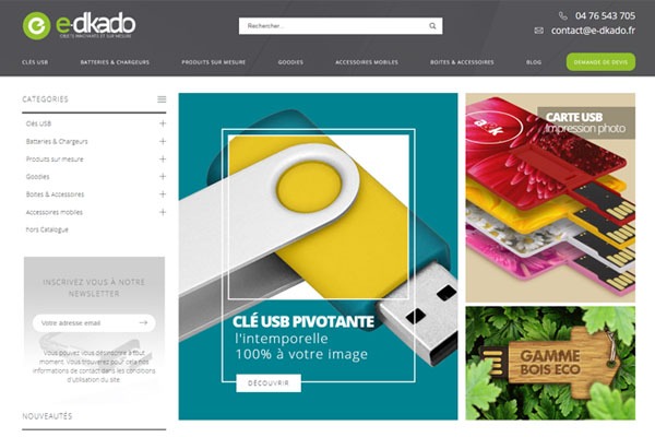 Page d’accueil du site Objets innovants sur mesure pour votre communication