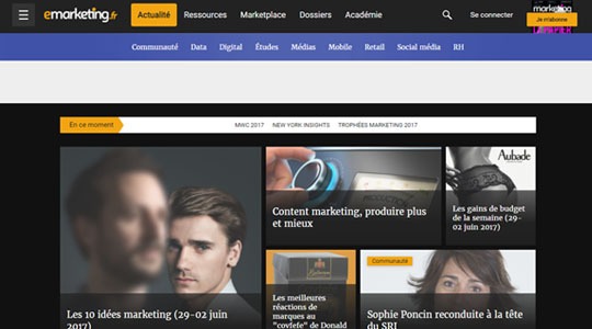 Page d’accueil du site Toute l’actualité webmarketing, avec le site E-marketing.fr