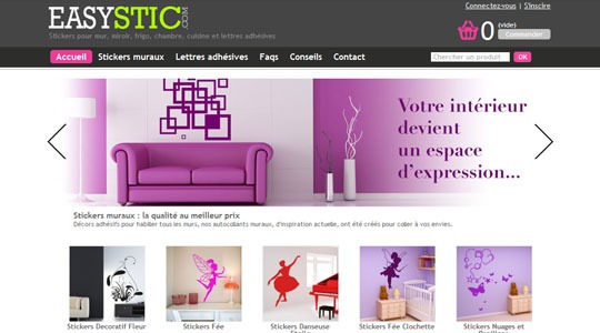 Page d’accueil du site Easystic, l’assurance d’une fabrication française haut de gamme pour vos stickers