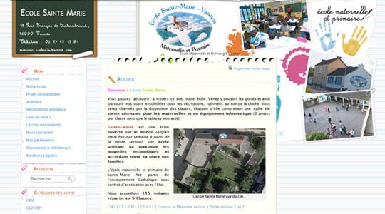 Page d’accueil du site École maternelle et primaire Sainte Marie