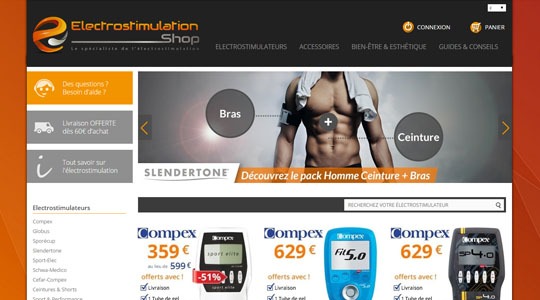 Page d’accueil du site Un corps musclé et fermé sans effort, avec les appareils d’électrostimulation