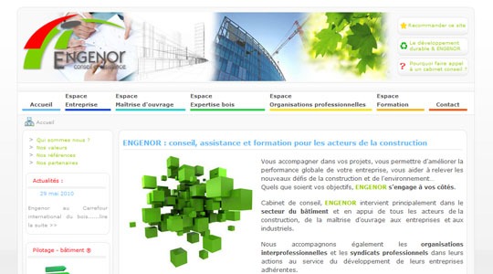 Page d’accueil du site Cabinet conseil et assistance en bâtiment et construction bois