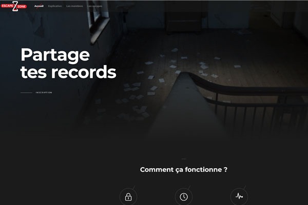 Page d’accueil du site Démontrez vos performances en exposant vos scores d’escape game !