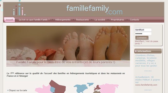 Page d’accueil du site Un label Qualité Famille pour voyager léger!