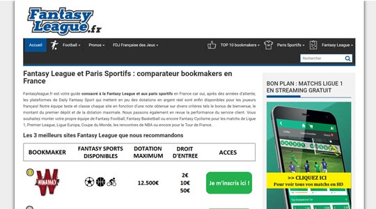 Page d’accueil du site Trouver le bon pronostic pour les matchs du soir