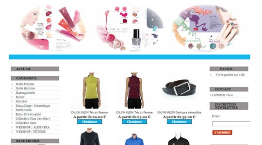 Page d’accueil du site Des vêtements à petits prix, grâce à une boutique en ligne de déstockage de grandes marques