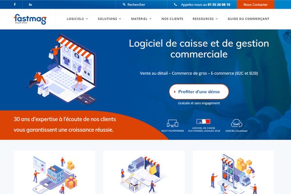 Page d’accueil du site Logiciel de caisse et de gestion commerciale
