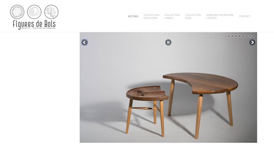 Page d’accueil du site Conception et création de meubles d’ébéniste avec Figures de bois