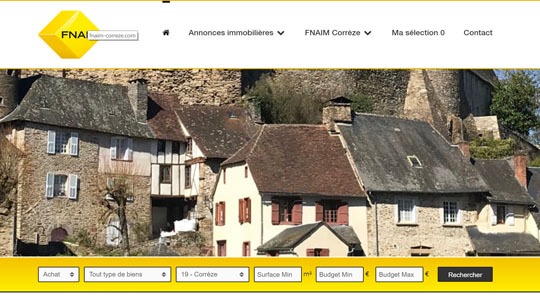 Page d’accueil du site Le portail immobilier de la FNAIM en Corrèze