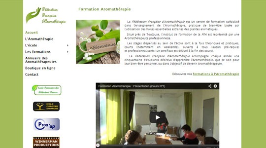 Page d’accueil du site Une formation certifiante de l’aromathérapie, près de Toulouse