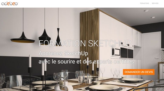 Page d’accueil du site La modélisation 3D, avec Adebeo, grâce au logiciel Sketchup