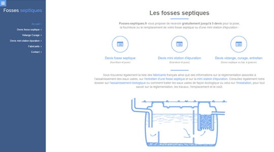 Page d’accueil du site Un devis pour une solution d’assainissement optimal avec fosses-septiques.fr
