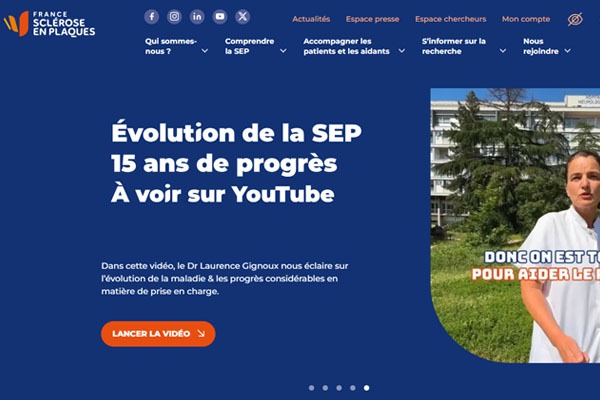 Page d’accueil du site France Sclérose en Plaques : une fondation au service des malades