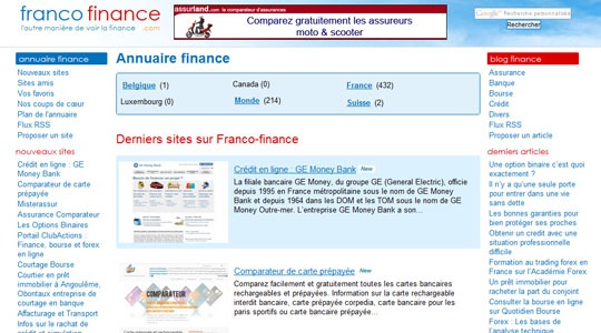 Page d’accueil du site Portail de la finance : la meilleure qualité pour vos recherches