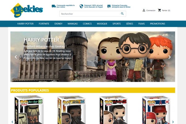 Page d’accueil du site Le succès des figurines POP