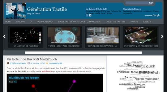 Page d’accueil du site Génération Tactile : la révolution tactile est en marche !