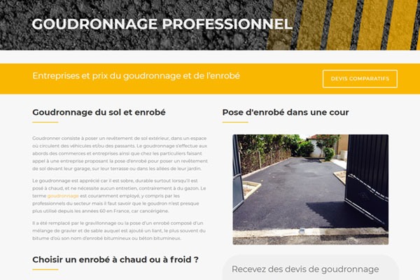 Page d’accueil du site Le gravillonnage d’allée ou de cour avec Goudronnage.net