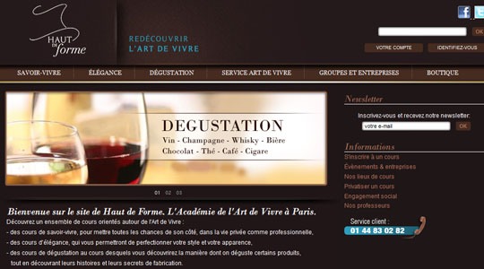 Page d’accueil du site Redécouvrez l’art de vivre, avec Haut de Forme