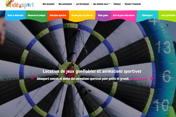 Page d’accueil du site Location, animation et formation en activités ludiques