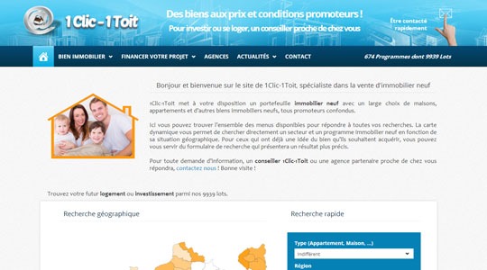 Page d’accueil du site Trouver facilement un logement neuf grâce à un portail immobilier