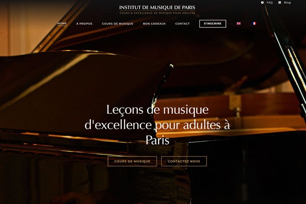 Page d’accueil du site Cours de musique d’excellence pour adultes à l’Institut de musique de Paris