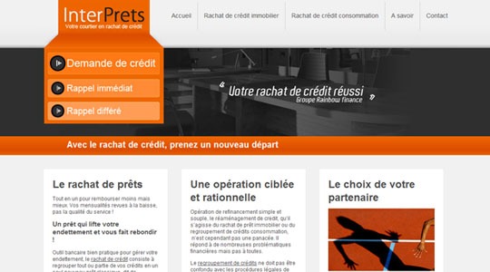 Page d’accueil du site Le vrai coût d’un rachat de crédits avec interprets