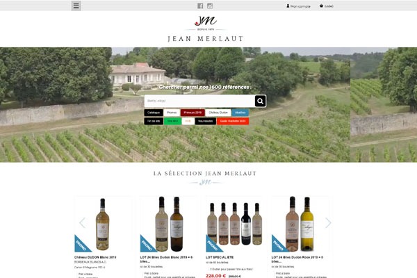 Page d’accueil du site Un spécialiste de la vente en ligne pour le vin