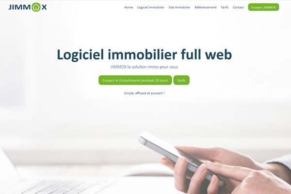 Page d’accueil du site Jimmox.fr : Votre Solution Complète pour l’Immobilier