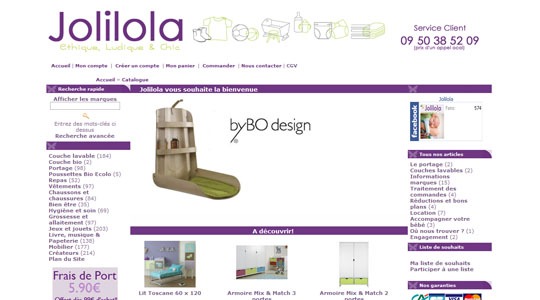 Page d’accueil du site Jolilola pour vous et votre bébé