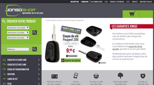 Page d’accueil du site Boitiers, clés et télécommandes : toute la serrurerie auto garantie à vie