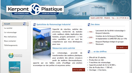 Page d’accueil du site Conception et moulage de pièces plastiques