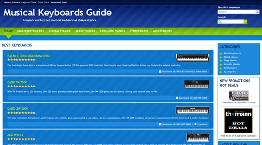 Page d’accueil du site Bien choisir son clavier musical avec le guide Jalmus