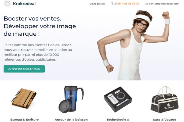 Page d’accueil du site Un spécialiste des objets de communication