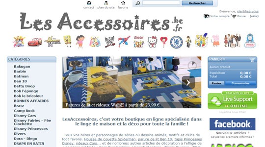 Page d’accueil du site Linge de maison & déco sur LesAccessoires.fr
