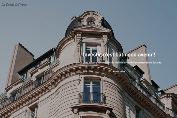 Page d’accueil du site Investissement locatif clés en main avec Les Secrets de l’Immo
