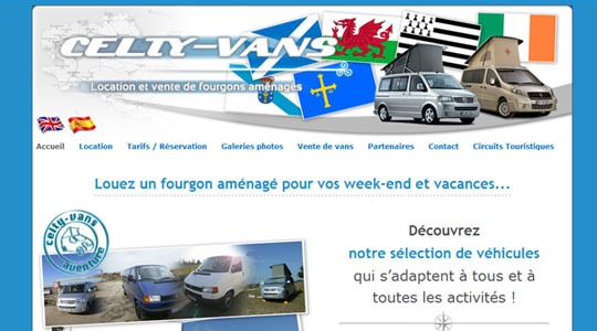 Page d’accueil du site Vans et fourgons aménagé entiérement équipé pour vos vacances et week-end