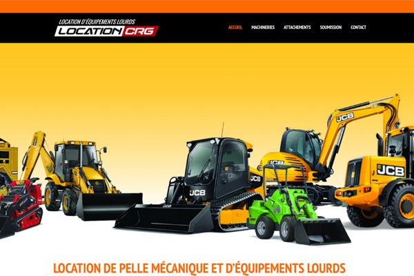 Page d’accueil du site Location de machinerie lourde et d’équipements
