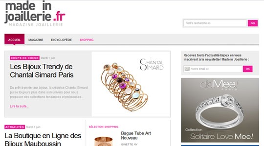 Page d’accueil du site Votre Magazine Haute Joaillerie de Luxe