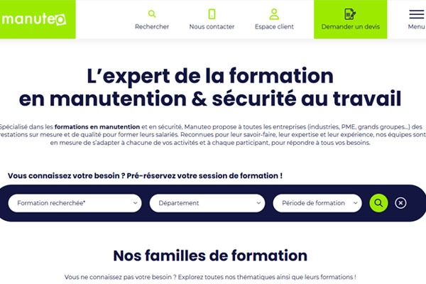 Page d’accueil du site Formation en manutention et sécurité au travail : un enjeu clé pour les entreprises