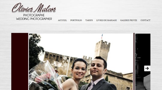 Page d’accueil du site Olivier Malcor, photographe de mariage