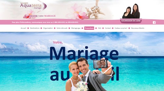 Page d’accueil du site L’organisation de son mariage et son voyage de noces avec Mariage dans le sud