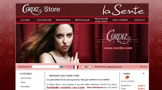 Page d’accueil du site La maroquinerie Cordiz Store