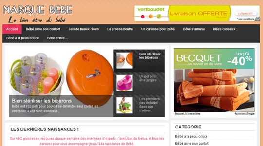 Page d’accueil du site Tout pour bébé de 0 à 3 ans