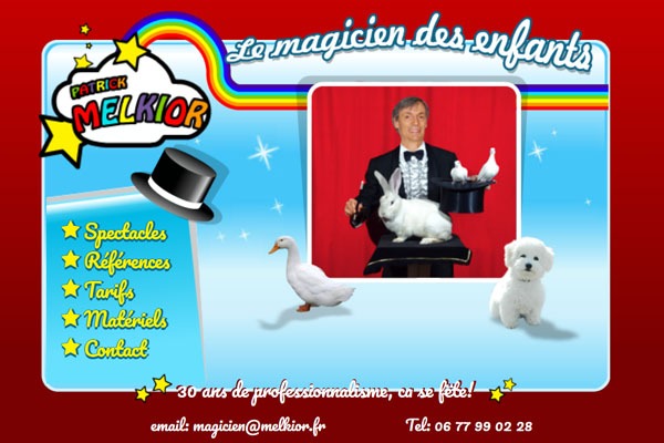 Page d’accueil du site Magicien pour enfants et tarifs