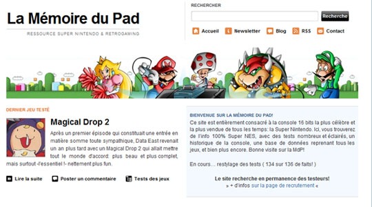 Page d’accueil du site Toute l’actualité de la Super NES… avec 20 ans de retard!