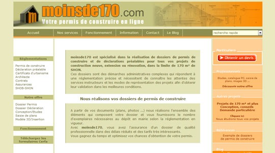 Page d’accueil du site Votre permis de construire en ligne