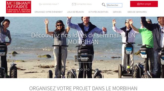 Page d’accueil du site Le tourisme d’affaires dans le Morbihan