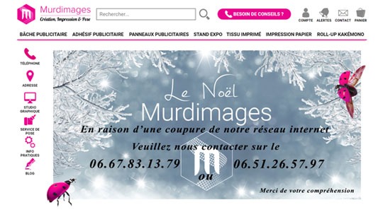 Page d’accueil du site Mur d’Images, spécialiste de l’impression publicitaire