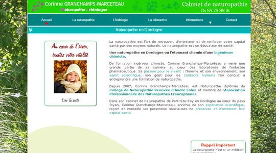 Page d’accueil du site Un naturopathe en Dordogne, pour son bien-être