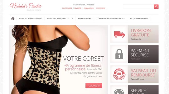 Page d’accueil du site Affiner sa taille, grâce à une gaine fitness, avec Nechika